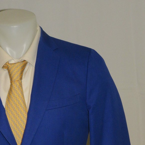Jil Sander Tailor Made Solid Cobalt Blue 100% Cotton Two Button Sport Coat 42